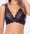 Bralette con encaje y transparencias Cher France negro frontal