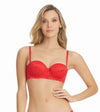 Brasier strapless con encaje rojo