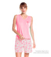 Conjunto pijama, camiseta manga sisa y short estampado.