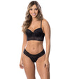Conjunto encaje de realce y panty brasilera negro