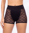 Panty cachetero tiro alto con transparencias Cher France negro frontal
