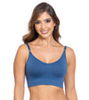 Top bra con cargaderas graduables Mujer Latina azul frontal
