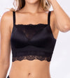 Top bra de alto cubrimiento con detalles en encaje Cher France negro frontal