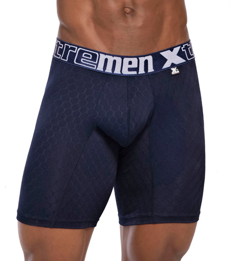 Boxer-masculino-de-microfibra-con-efecto-colmena-azul-oscuro-frontal