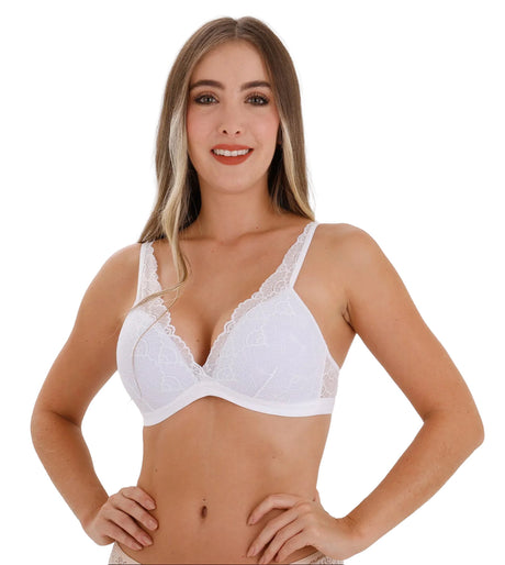 Brasier-Triangular-De-Encaje-Con-Escote-Profundo-blanco-frontal