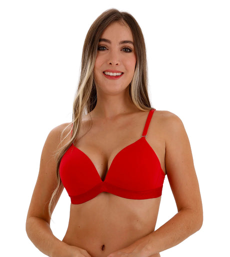 Brasier-sin-aro-con-realce-suave-y-escote-profundo-rojo-frontal