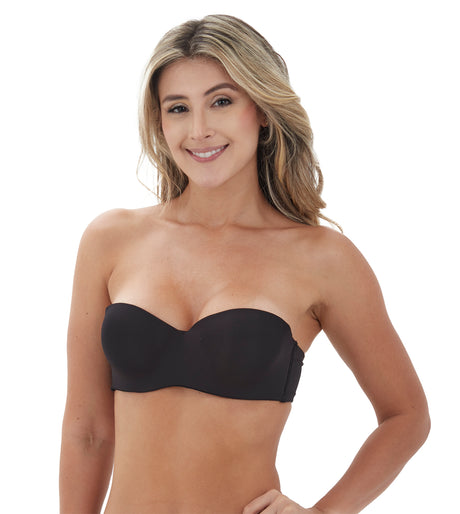 Brasier strapless Mujer Latina negro frontal
