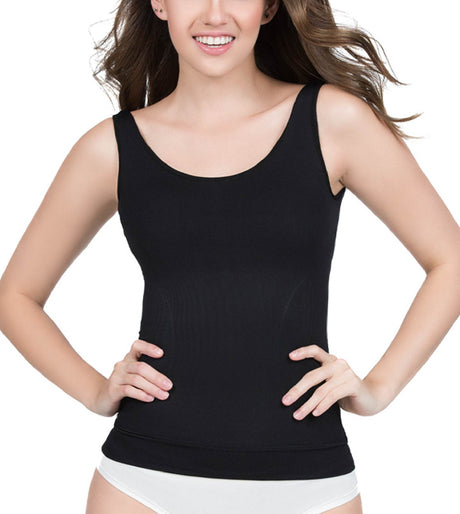 Camisilla-de-control-suave-para-mujer-negro-frontal