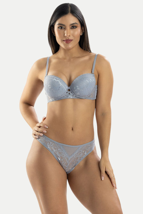Conjunto brasier y brasilera en encaje Feria del Brasier