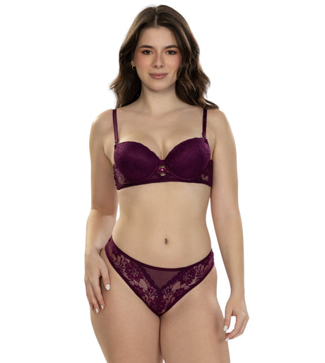Conjunto brasier y brasilera en encaje Feria del Brasier