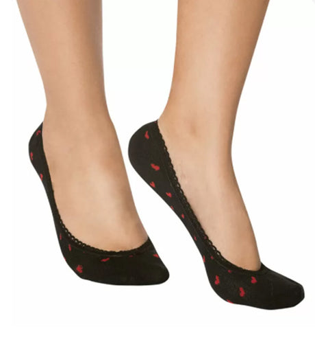 Medias tipo baleta para mujer con diseño de corazones negro Feria del Brasier 