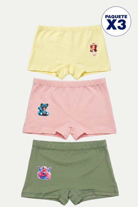 Paquete X3 bóxer para niña Feria del Brasier