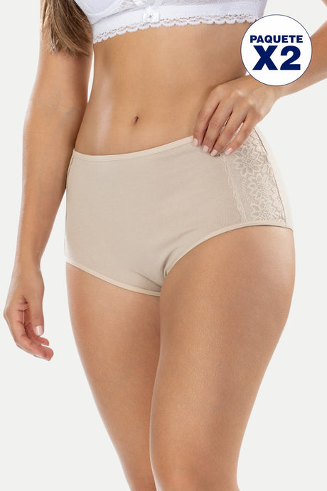 Paquete x2 panty básico con encaje Feria del Brasier
