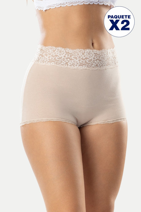 Paquete x2 panty clásico con encaje Feria del Brasier