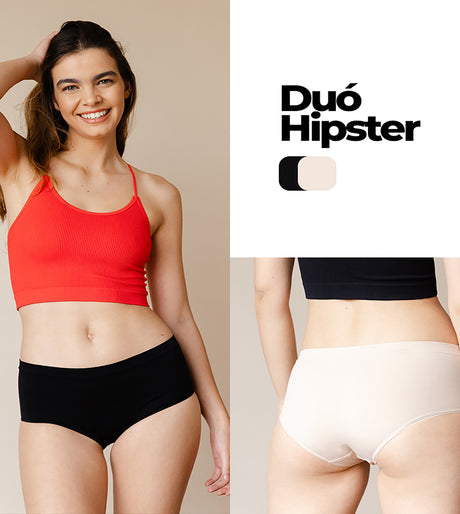 Paquete x2 de panty cachetero clásico negro/piel