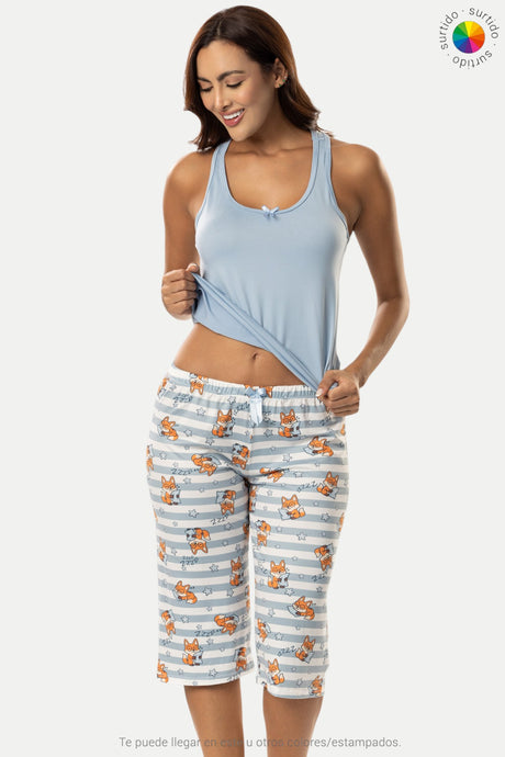 Pijama capri con camisa esqueleto Feria del Brasier
