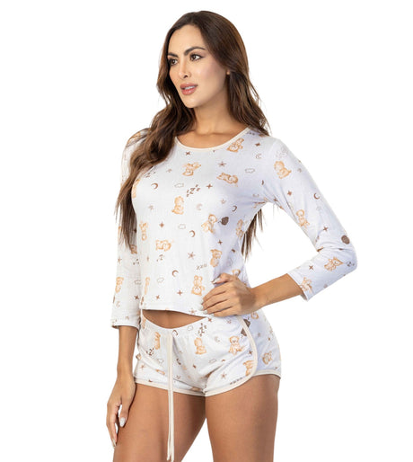 Pijama con blusa manga larga y short Feria del Brasier