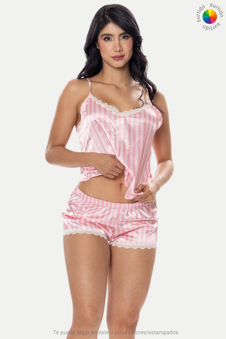 Pijama con short en satín Feria del Brasier
