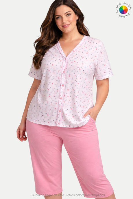 Pijama de camisa con botones plus Feria del Brasier