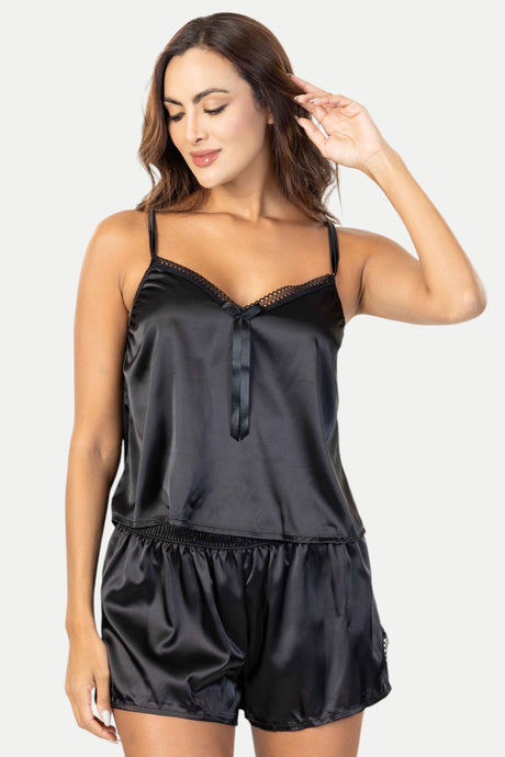 Pijama efecto satín con encaje Feria del Brasier