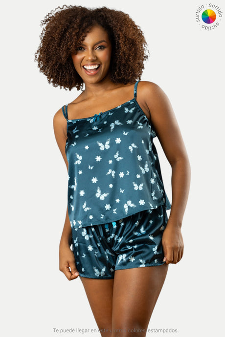 Pijama efecto satín estampada Feria del Brasier