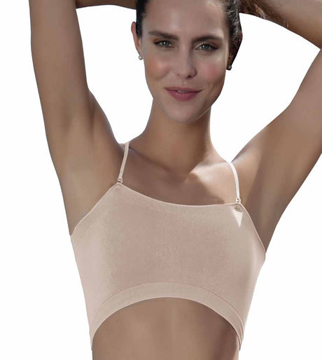 Top strapless con tiras piel