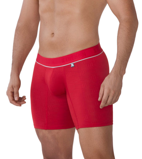 Bóxer masculino semilargo para uso diario rojo frontal