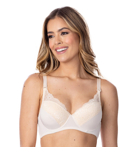 Brasier copa C con encaje en escote látigo de melocotón frontal