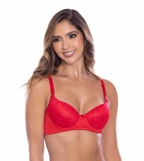 Brasier de escote profundo y detalle en encaje rojo Feria del Brasier