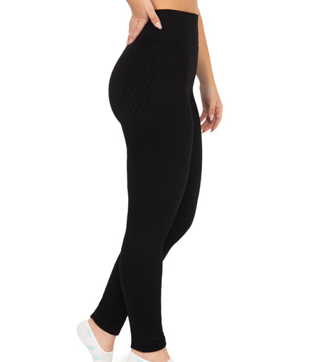 Legging tejido de rombos negro lateral