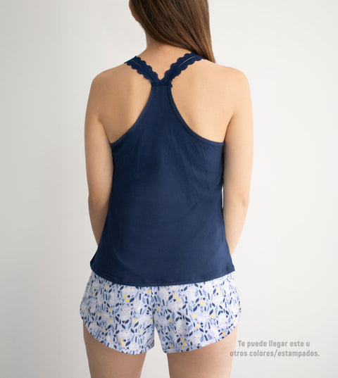Pijama de short y blusa con detalle en encaje Feria del Brasier