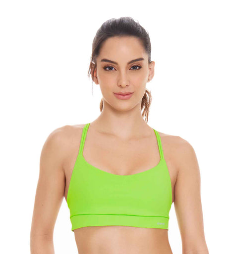 Top deportivo con copas removibles Chamela verde frontal